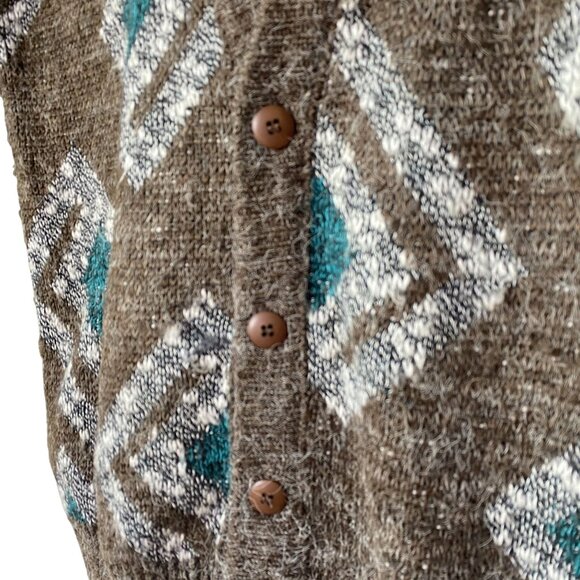 J.J. COCHRAN Vintage Size L Diamond Pattern Cardigan Sweater Button Front - Picture 5 of 6